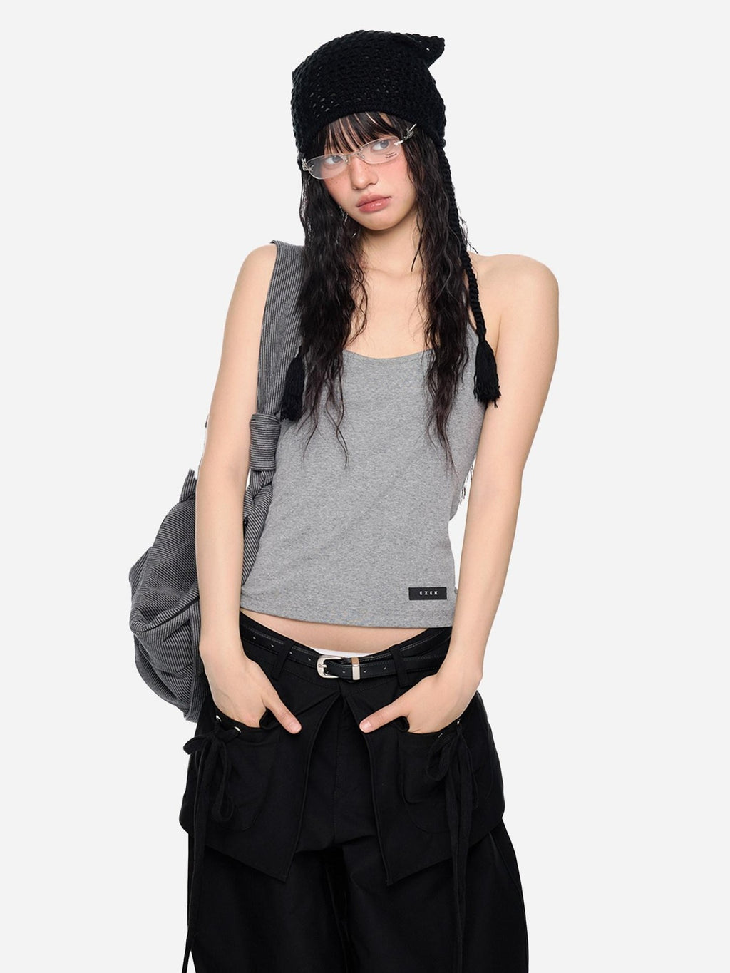 EZEK Backless Halter Printed Slim Fit Cropped Women's Cotton Stretch Camisoles