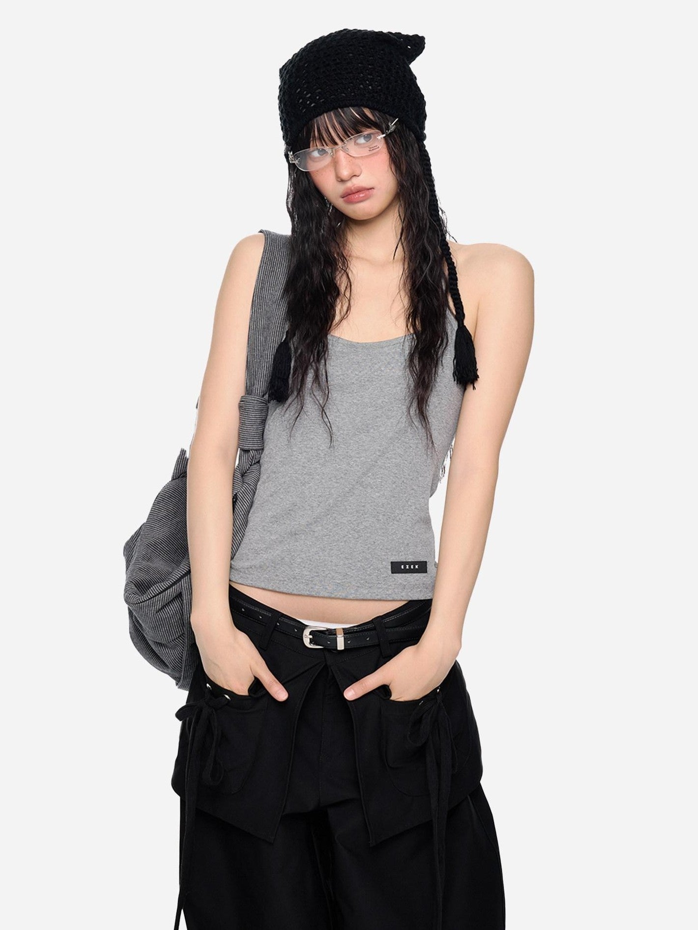 EZEK Backless Halter Printed Slim Fit Cropped Women's Cotton Stretch Camisoles