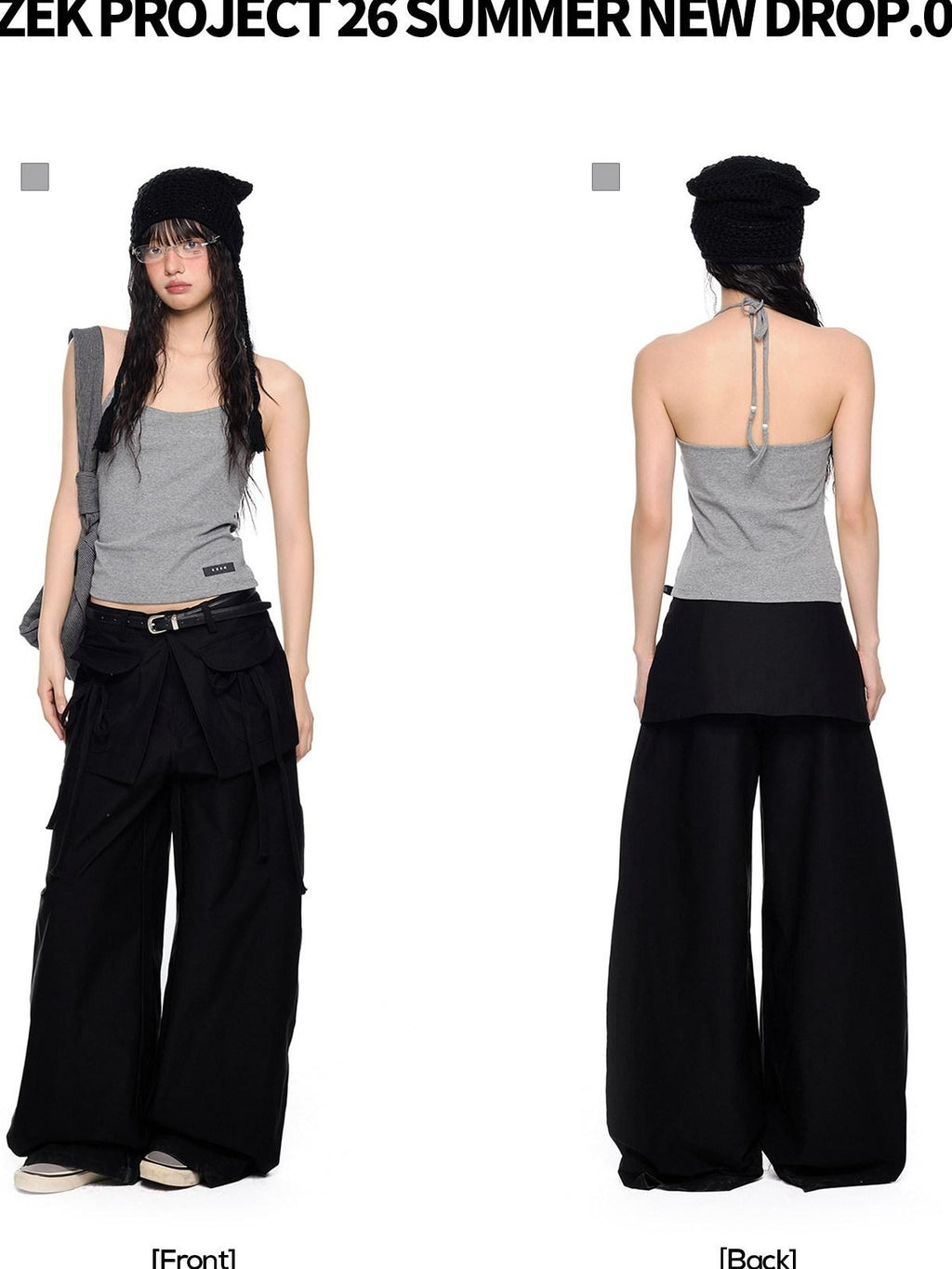 EZEK Backless Halter Printed Slim Fit Cropped Women's Cotton Stretch Camisoles