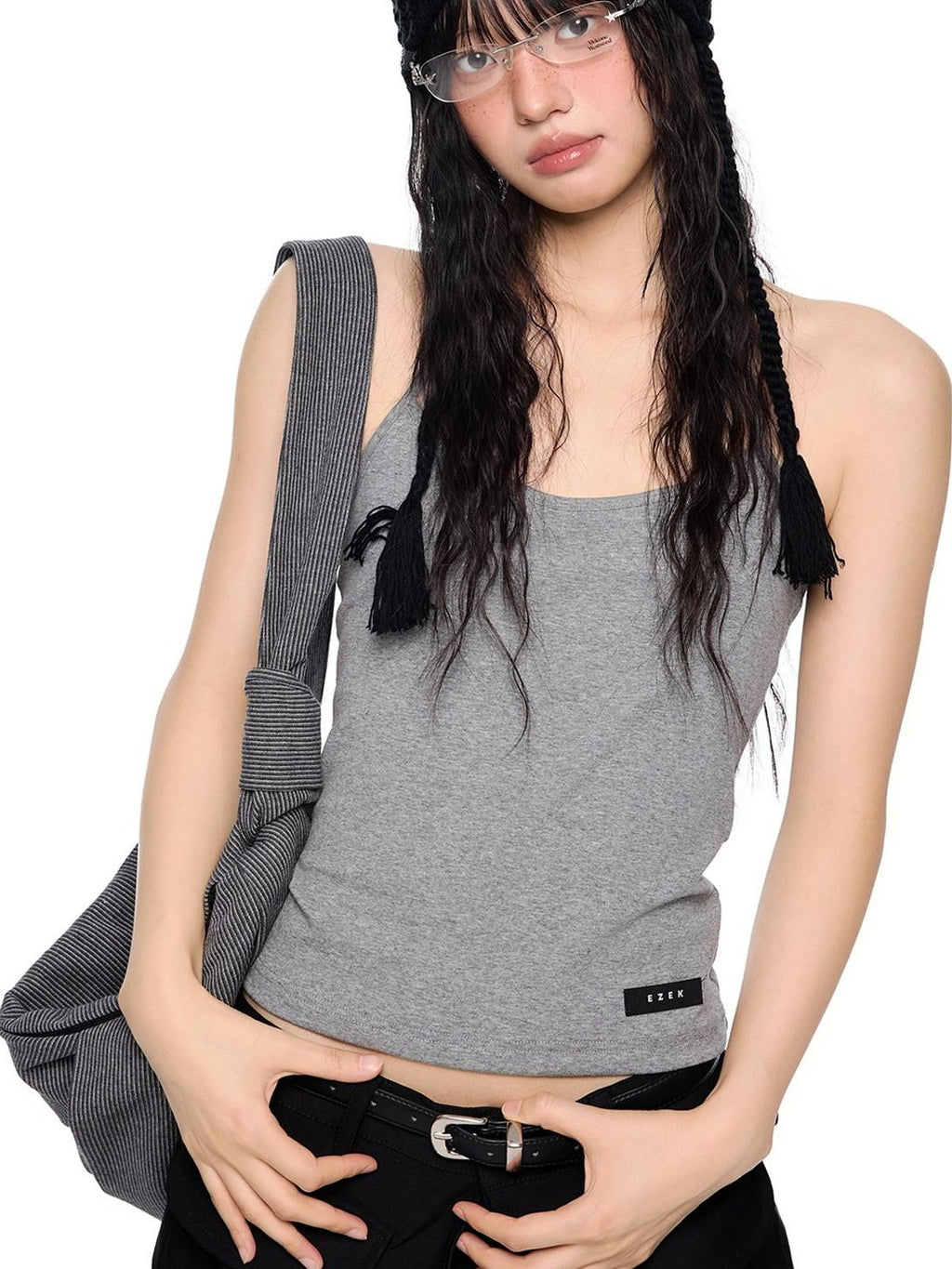 EZEK Backless Halter Printed Slim Fit Cropped Women's Cotton Stretch Camisoles