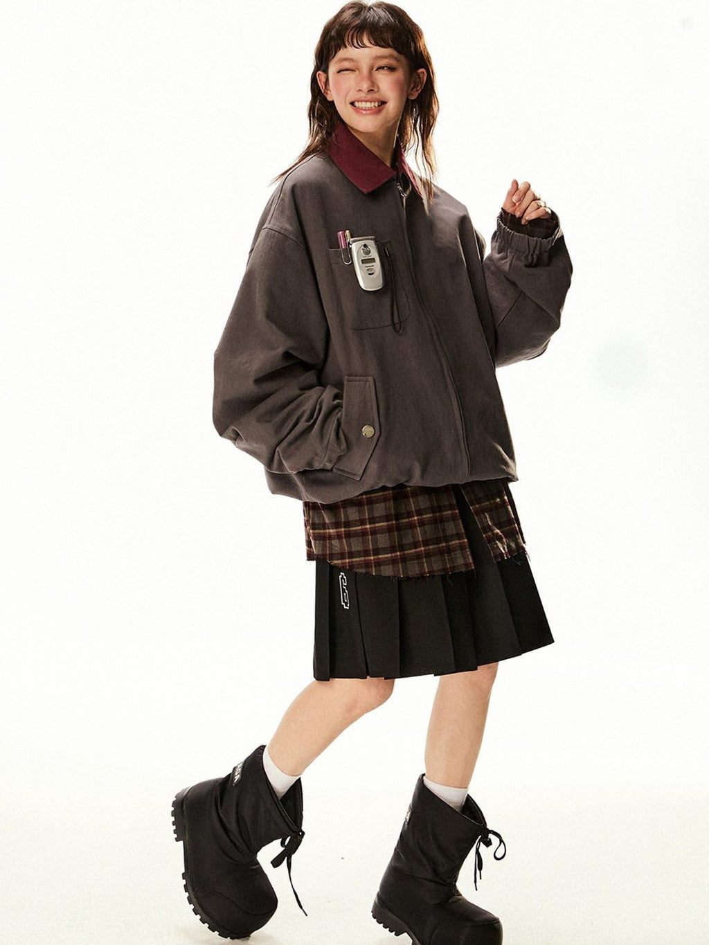 EZEK Barn Oversized Pocketed Zippered Lapel Workwear Women's Cotton Trench Coats