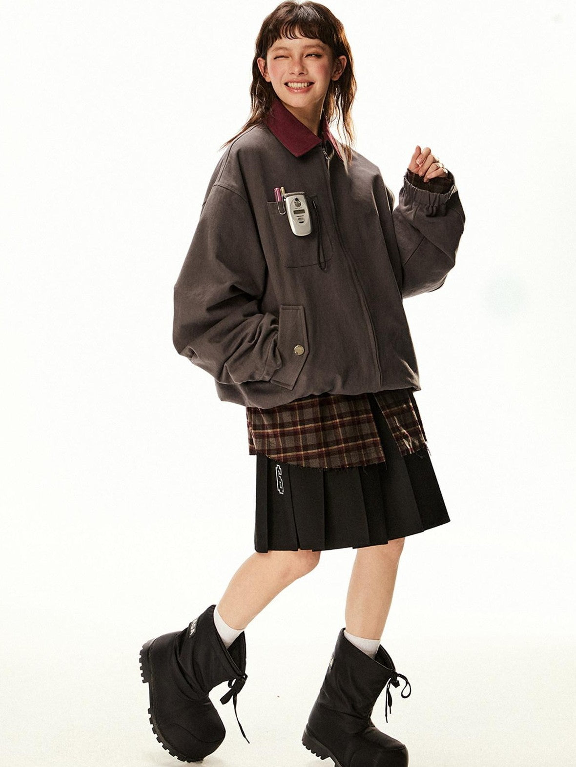EZEK Barn Oversized Pocketed Zippered Lapel Workwear Women's Cotton Trench Coats