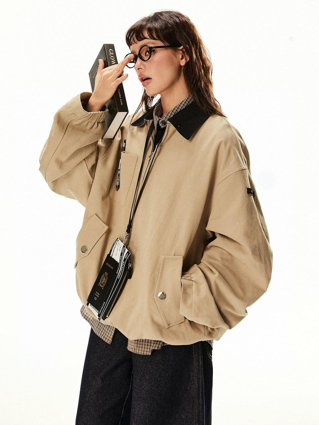 EZEK Barn Oversized Pocketed Zippered Lapel Workwear Women's Cotton Trench Coats