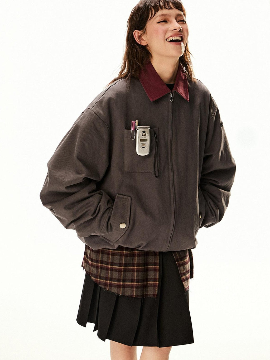 EZEK Barn Oversized Pocketed Zippered Lapel Workwear Women's Cotton Trench Coats