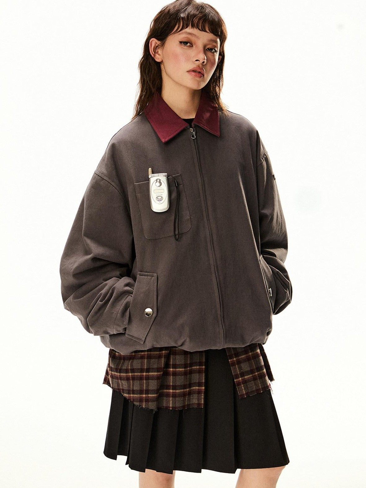 EZEK Barn Oversized Pocketed Zippered Lapel Workwear Women's Cotton Trench Coats