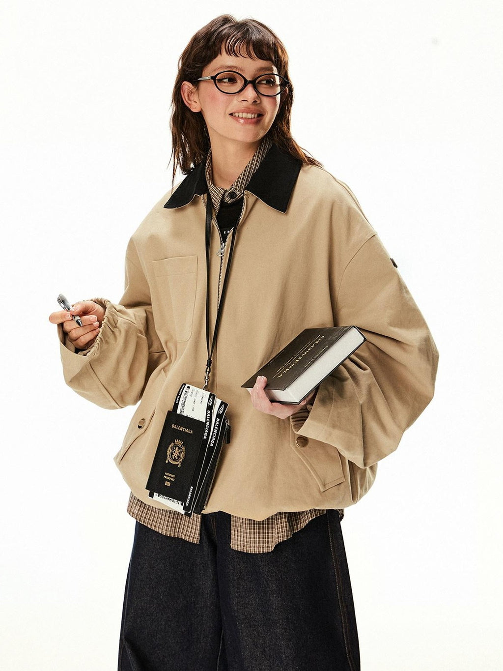 EZEK Barn Oversized Pocketed Zippered Lapel Workwear Women's Cotton Trench Coats