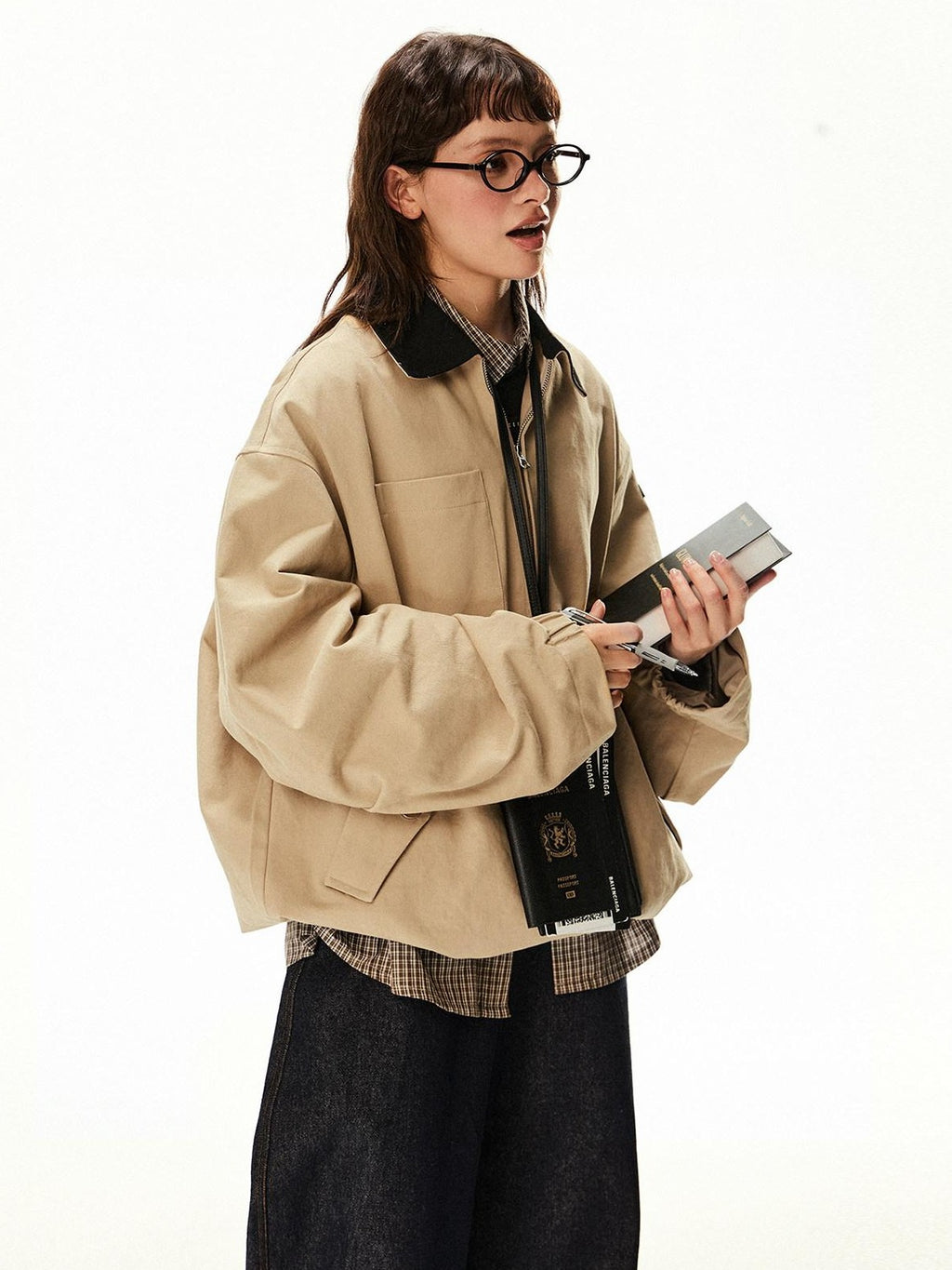 EZEK Barn Oversized Pocketed Zippered Lapel Workwear Women's Cotton Trench Coats
