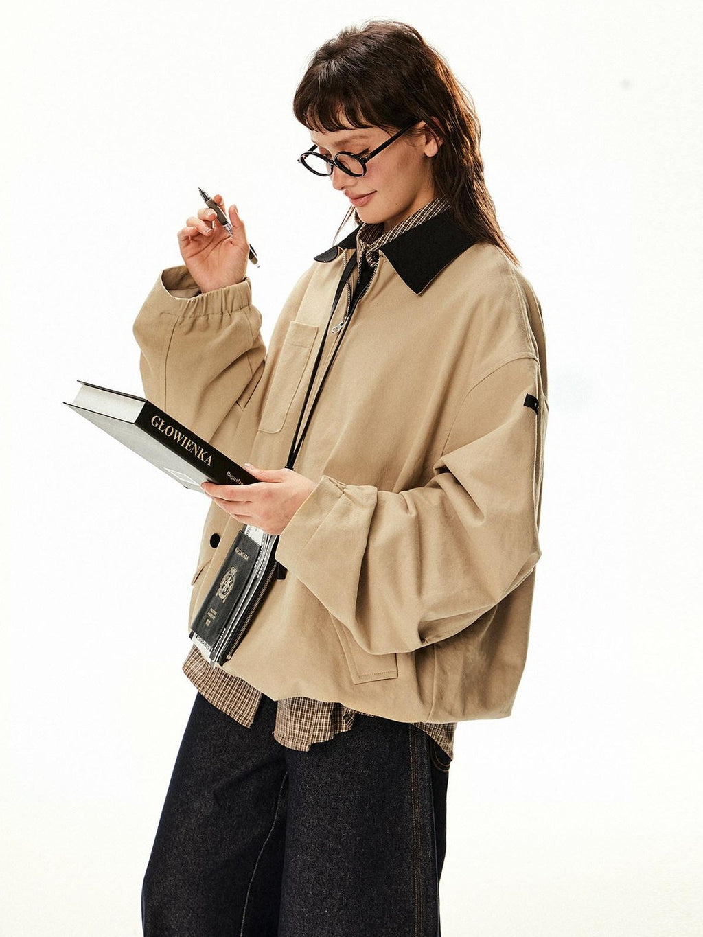 EZEK Barn Oversized Pocketed Zippered Lapel Workwear Women's Cotton Trench Coats