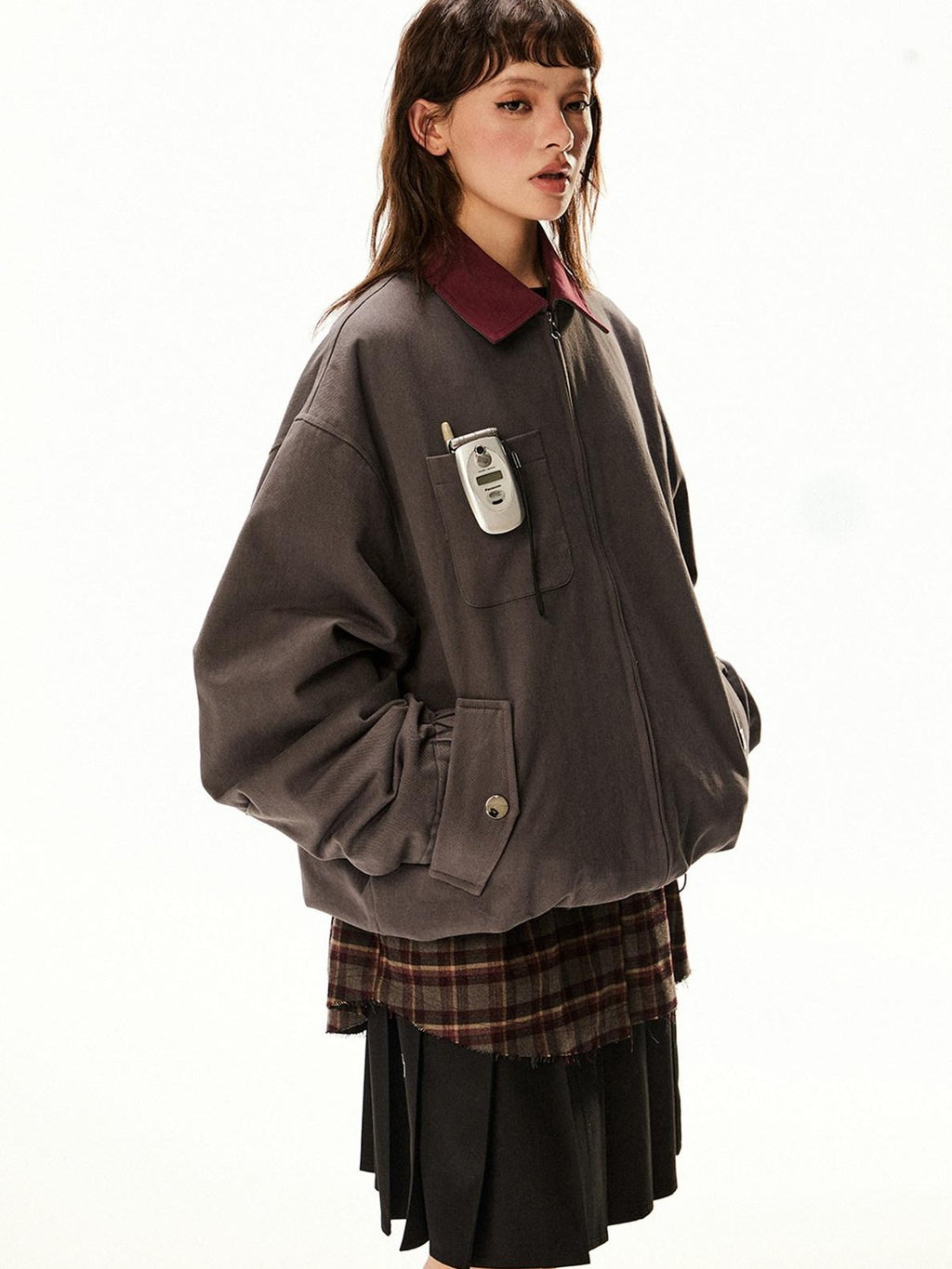 EZEK Barn Oversized Pocketed Zippered Lapel Workwear Women's Cotton Trench Coats