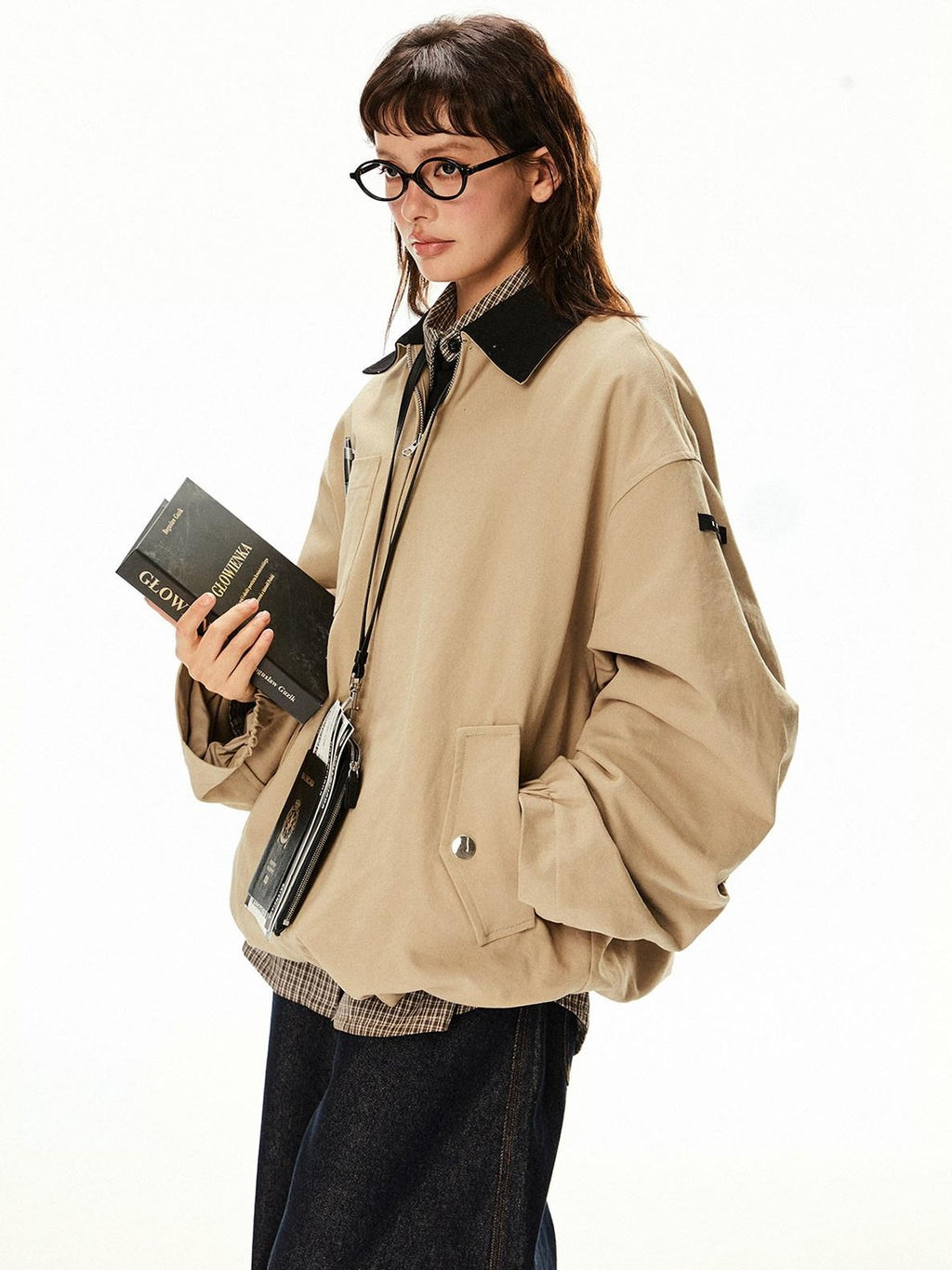 EZEK Barn Oversized Pocketed Zippered Lapel Workwear Women's Cotton Trench Coats