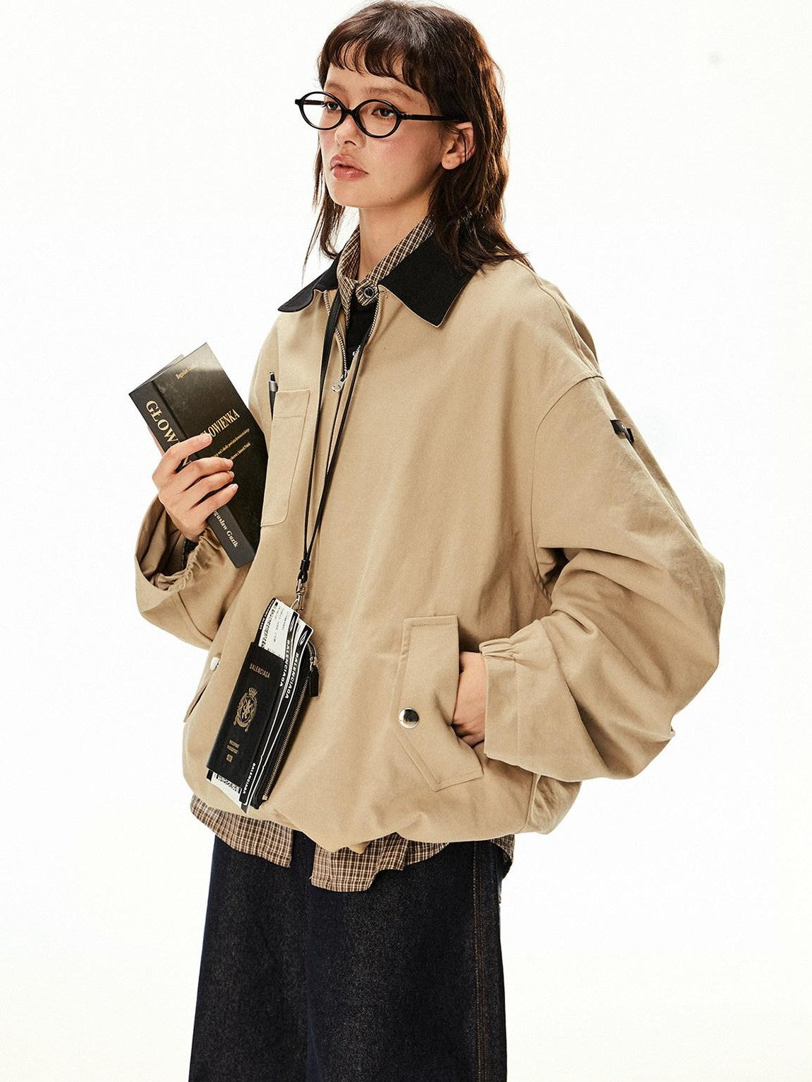 EZEK Barn Oversized Pocketed Zippered Lapel Workwear Women's Cotton Trench Coats