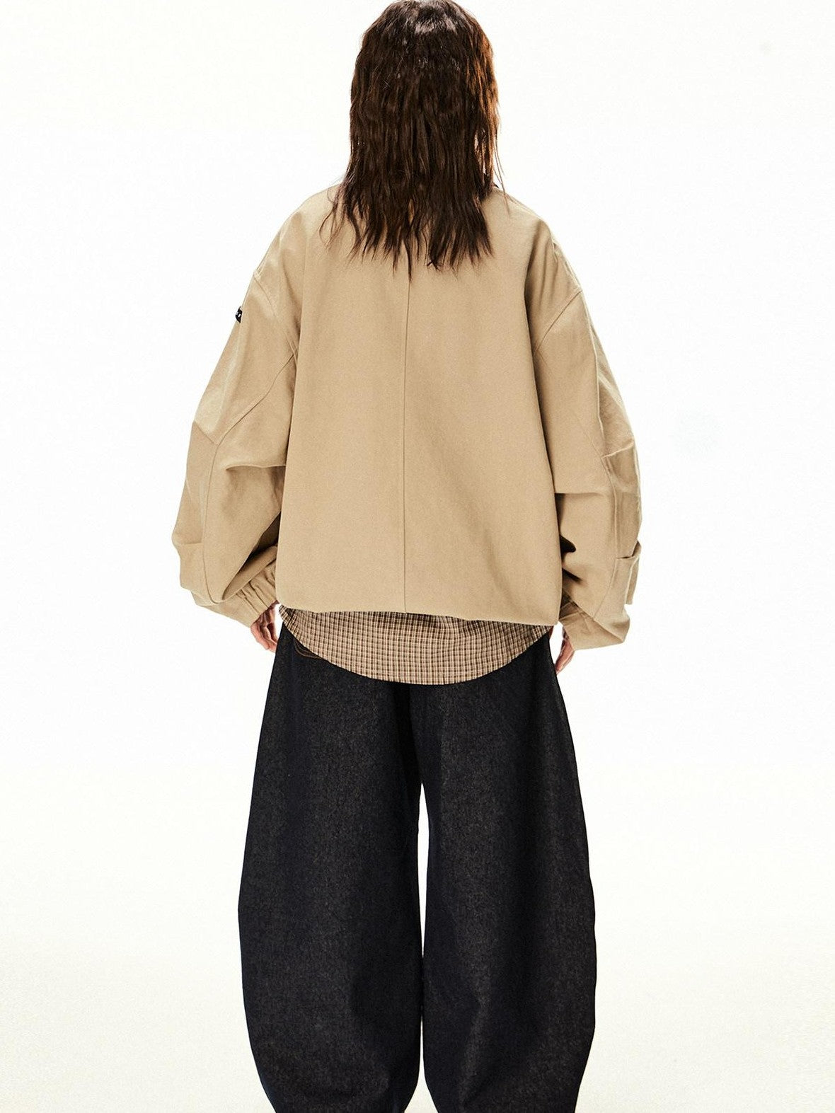 EZEK Barn Oversized Pocketed Zippered Lapel Workwear Women's Cotton Trench Coats