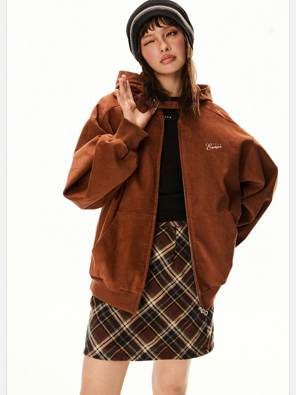 EZEK Barn Style Hooded Zip Pocket Loose Women's 100 Percent Cotton Baseball Jackets