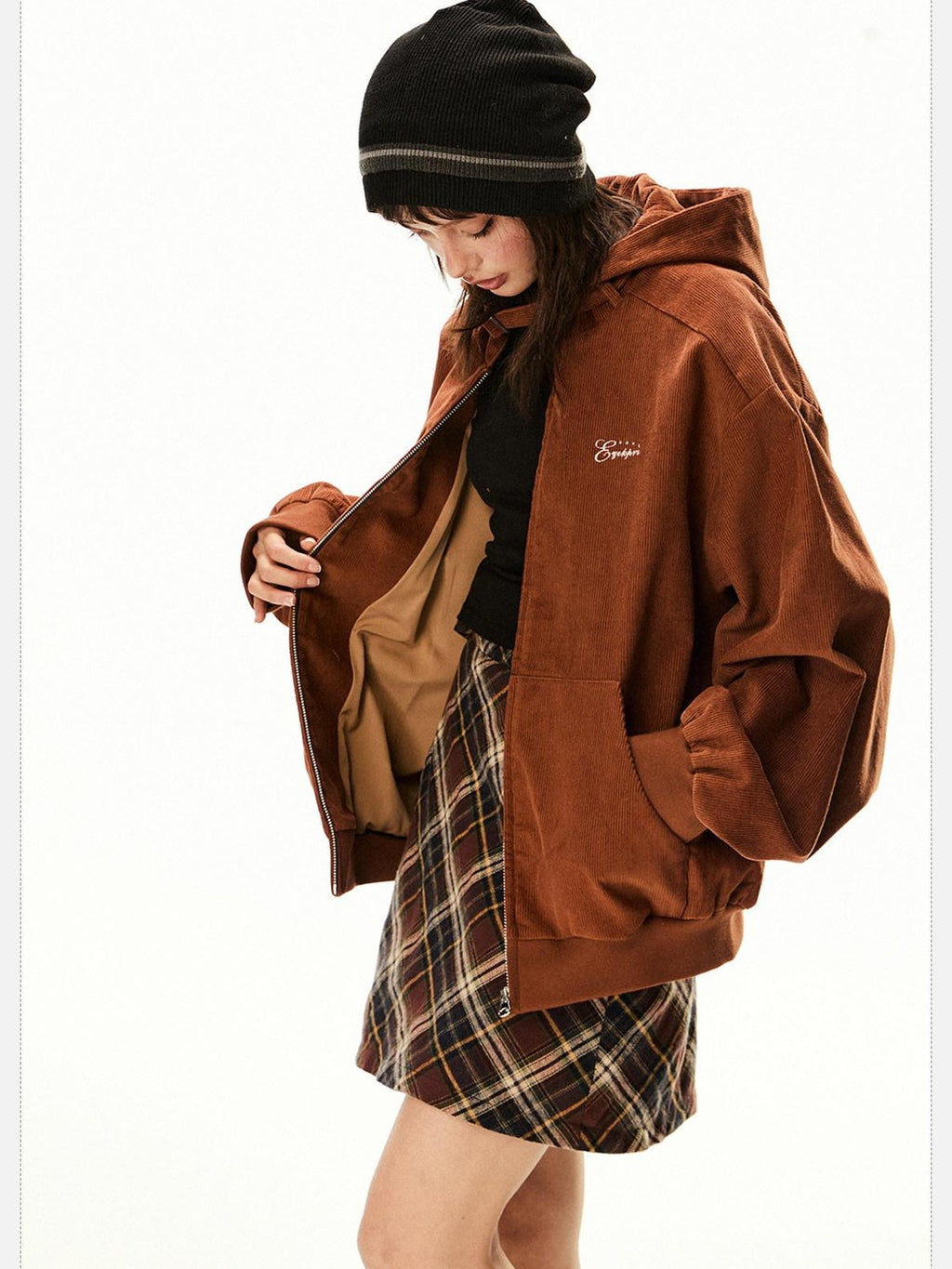 EZEK Barn Style Hooded Zip Pocket Loose Women's 100 Percent Cotton Baseball Jackets