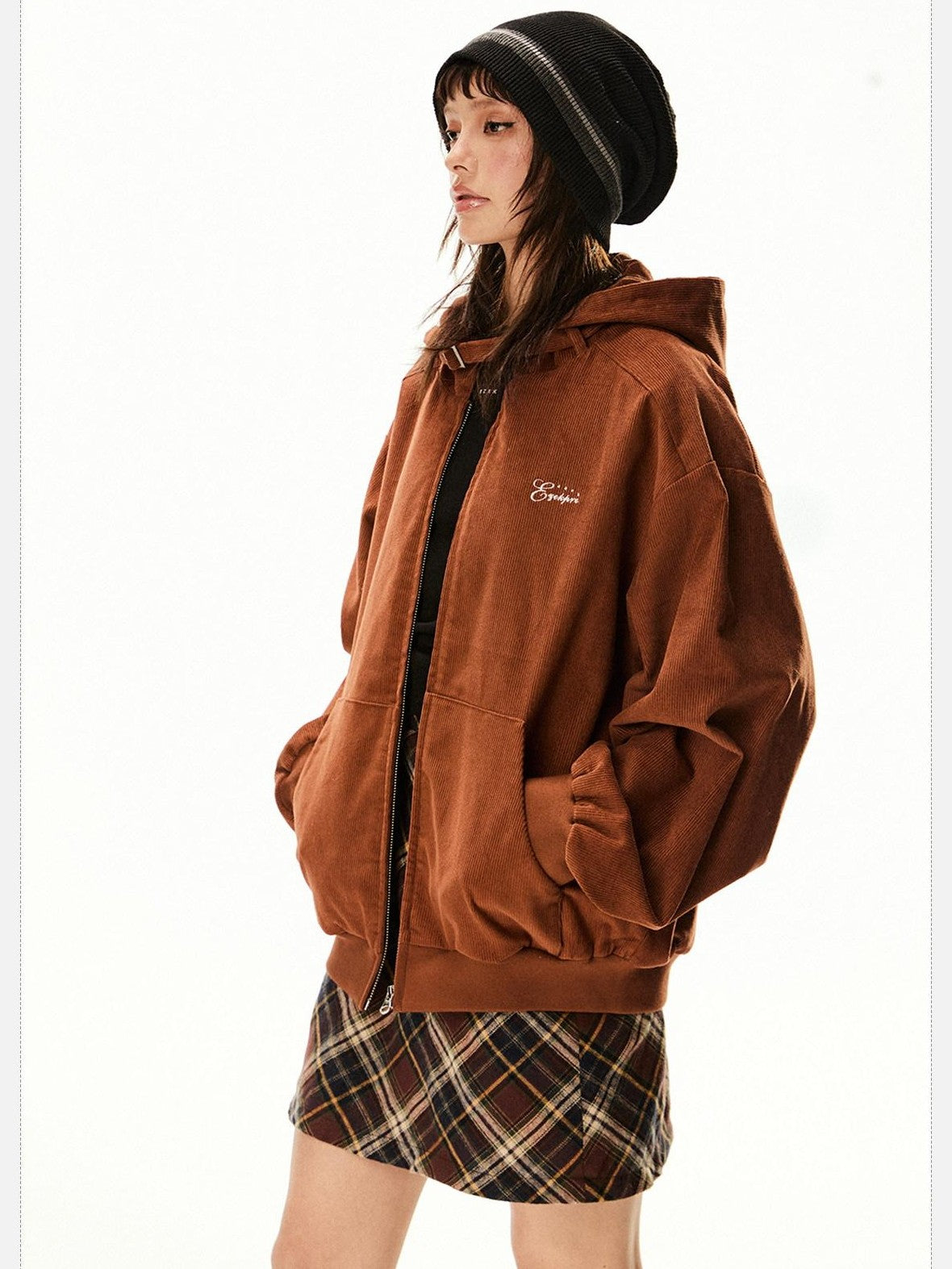 EZEK Barn Style Hooded Zip Pocket Loose Women's 100 Percent Cotton Baseball Jackets
