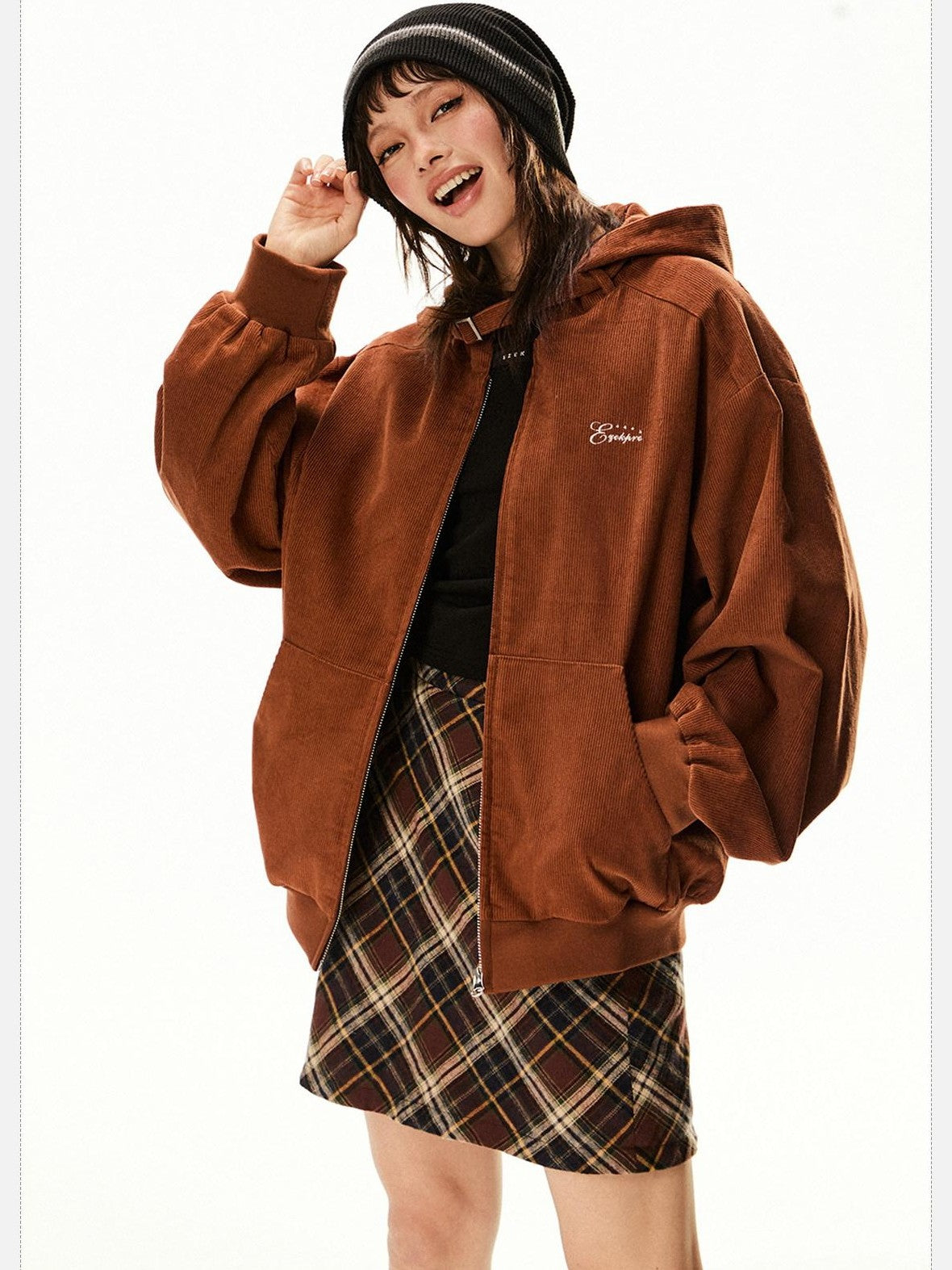 EZEK Barn Style Hooded Zip Pocket Loose Women's 100 Percent Cotton Baseball Jackets