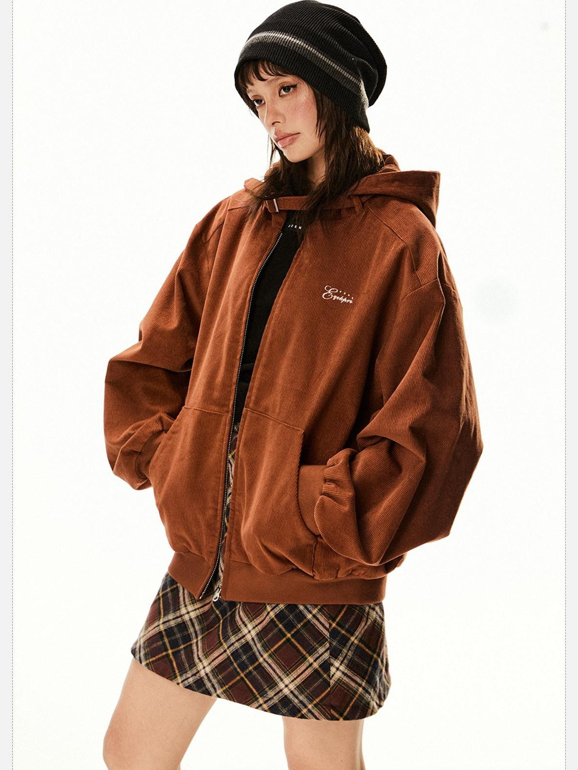 EZEK Barn Style Hooded Zip Pocket Loose Women's 100 Percent Cotton Baseball Jackets