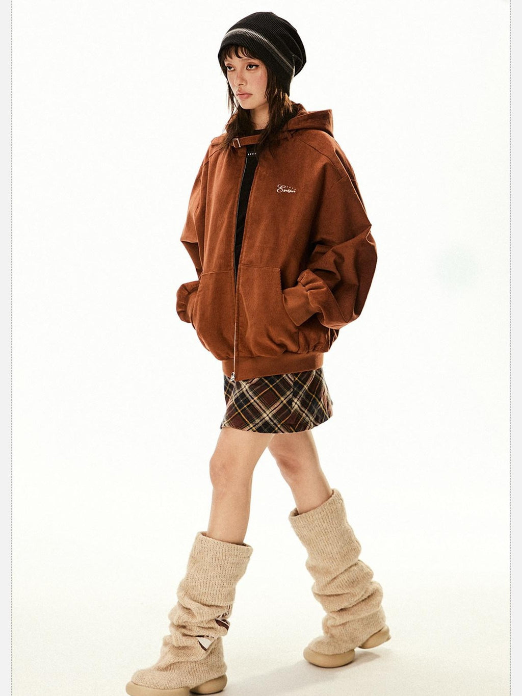 EZEK Barn Style Hooded Zip Pocket Loose Women's 100 Percent Cotton Baseball Jackets