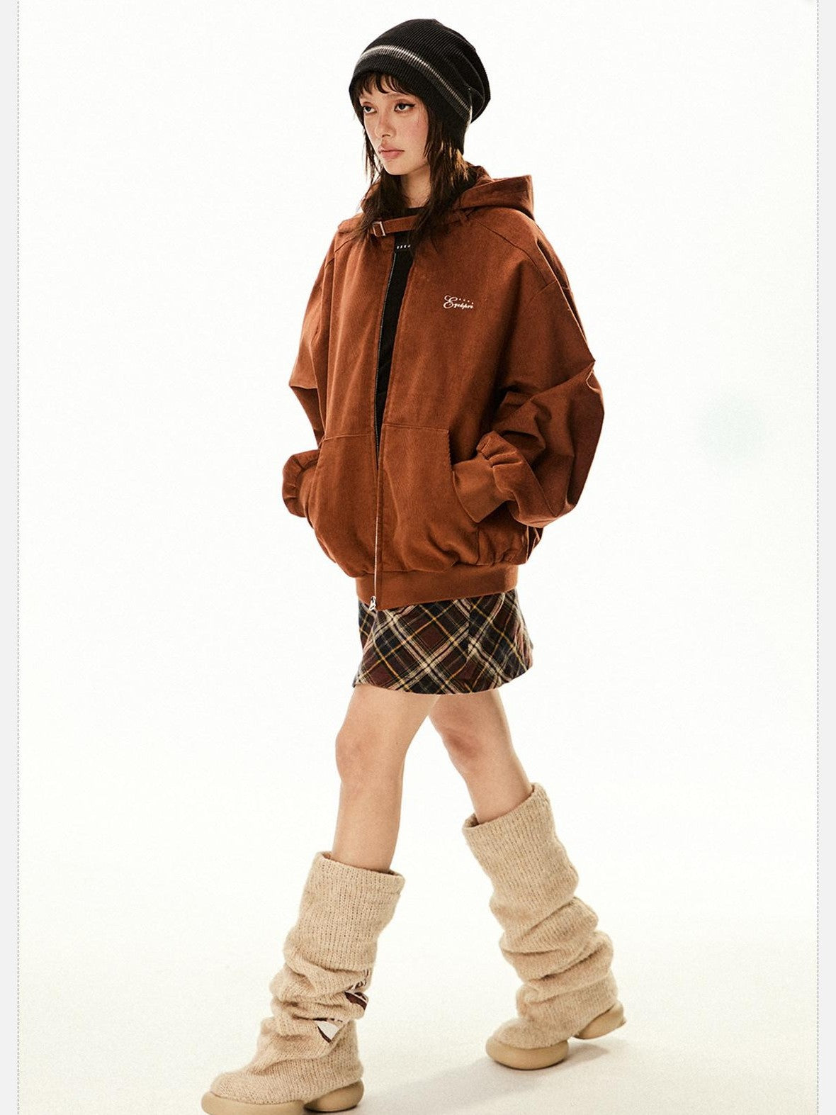 EZEK Barn Style Hooded Zip Pocket Loose Women's 100 Percent Cotton Baseball Jackets