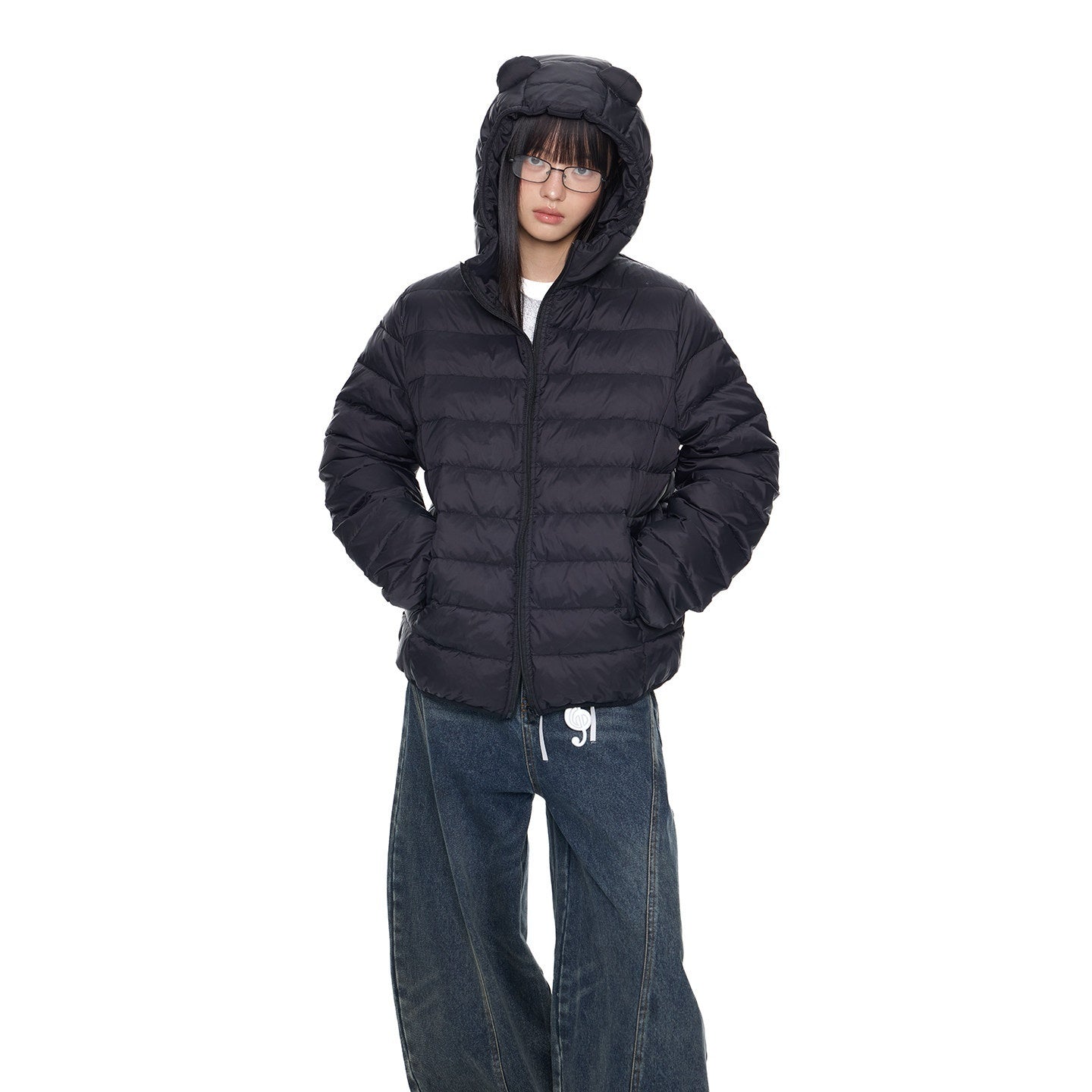 EZEK_Bear_Ear_Ribbed_Quilted_Loose_Hooded_Women's_White_Duck_Down_Down_Jackets_983561395687_MISSTT