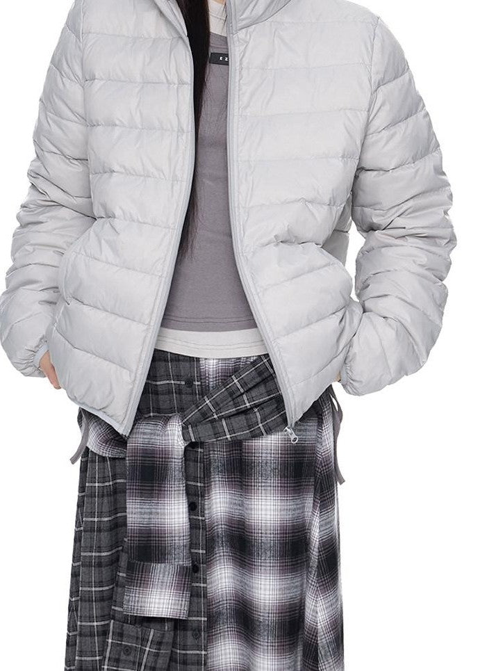 EZEK Bear Ear Ribbed Quilted Loose Hooded Women's White Duck Down Down Jackets