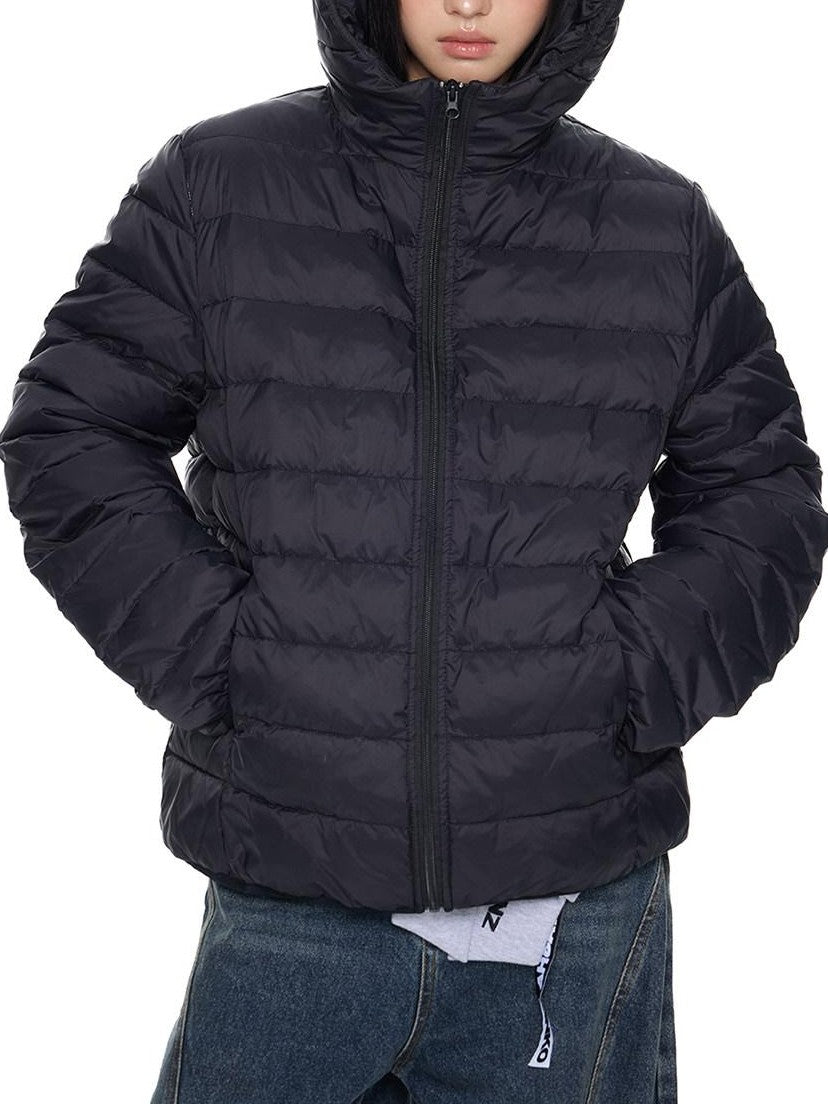 EZEK Bear Ear Ribbed Quilted Loose Hooded Women's White Duck Down Down Jackets