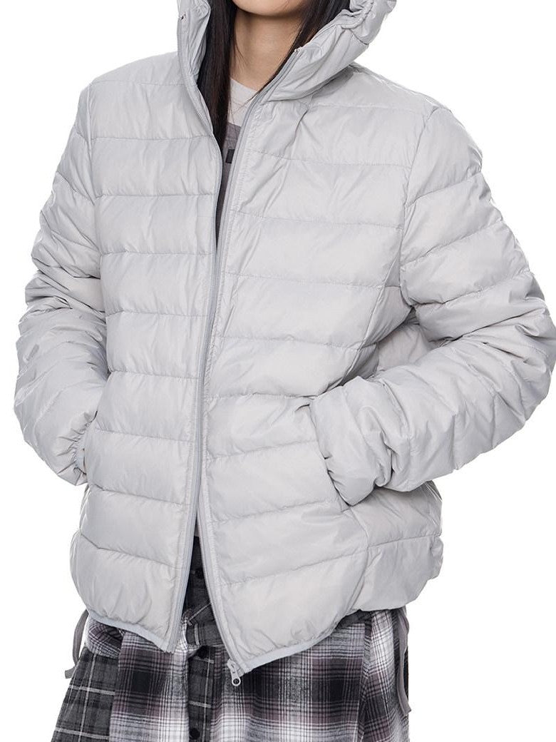 EZEK Bear Ear Ribbed Quilted Loose Hooded Women's White Duck Down Down Jackets