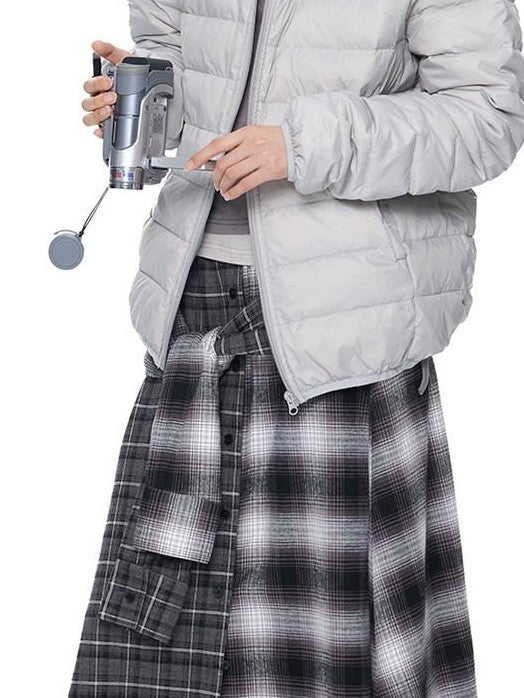EZEK Bear Ear Ribbed Quilted Loose Hooded Women's White Duck Down Down Jackets