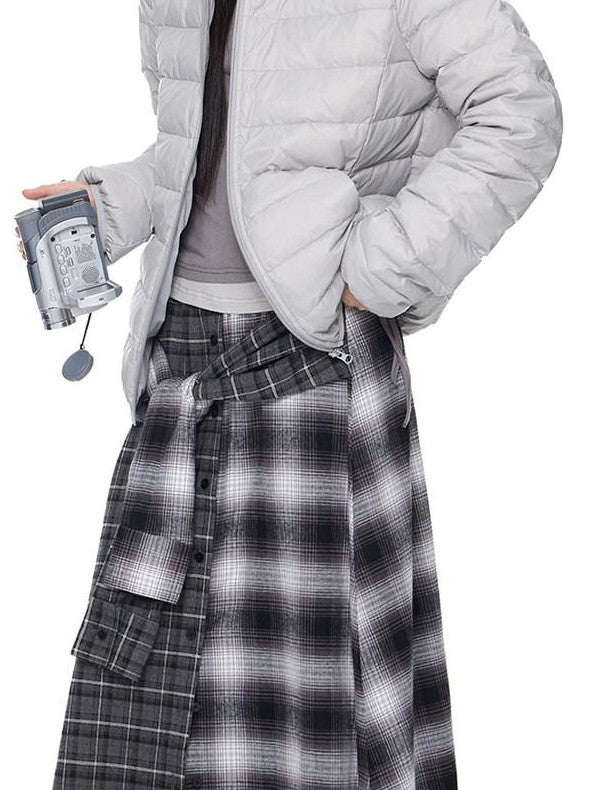 EZEK Bear Ear Ribbed Quilted Loose Hooded Women's White Duck Down Down Jackets