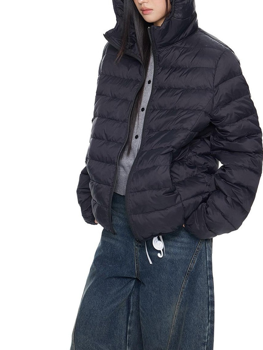 EZEK Bear Ear Ribbed Quilted Loose Hooded Women's White Duck Down Down Jackets