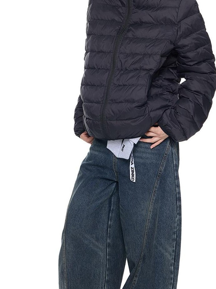 EZEK Bear Ear Ribbed Quilted Loose Hooded Women's White Duck Down Down Jackets