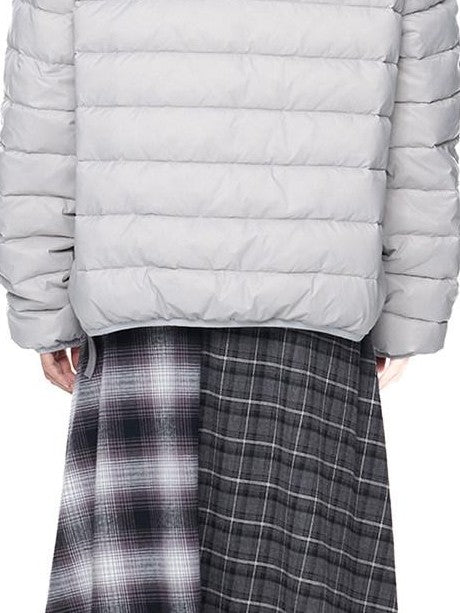 EZEK Bear Ear Ribbed Quilted Loose Hooded Women's White Duck Down Down Jackets