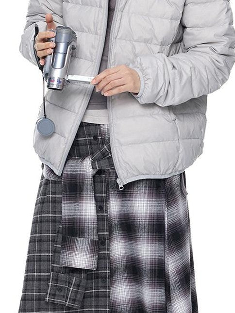 EZEK Bear Ear Ribbed Quilted Loose Hooded Women's White Duck Down Down Jackets