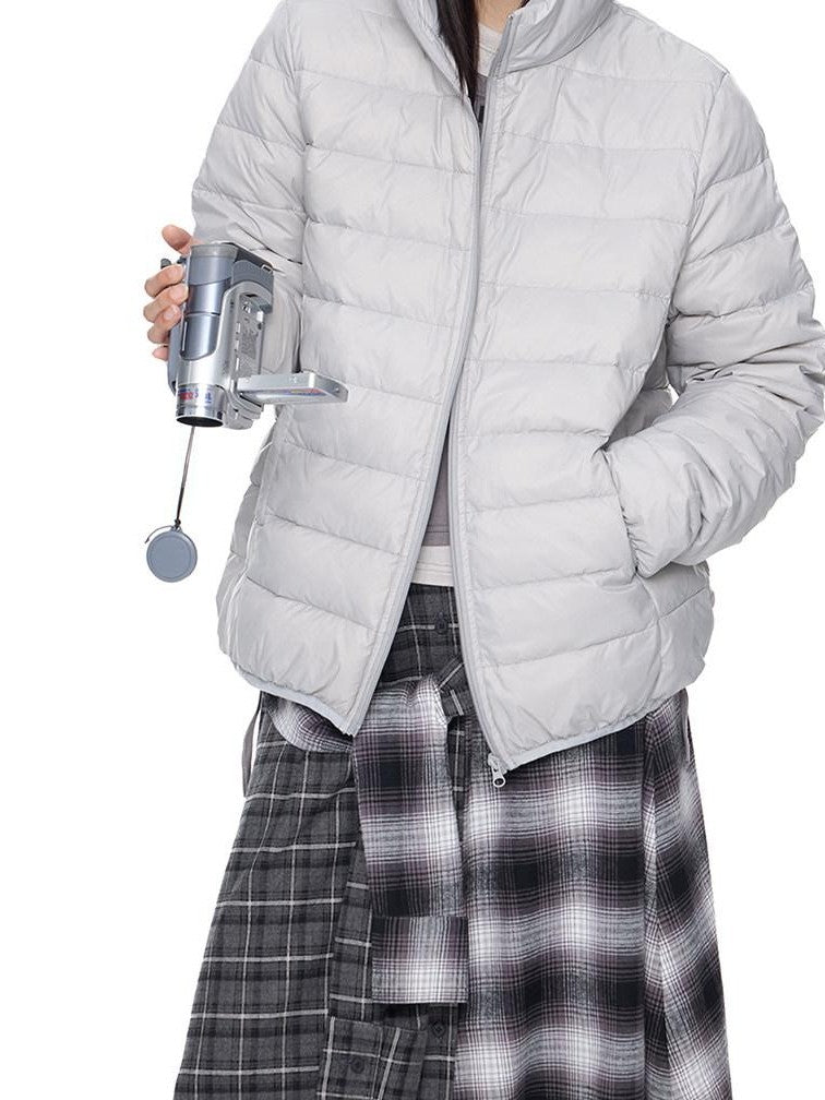 EZEK Bear Ear Ribbed Quilted Loose Hooded Women's White Duck Down Down Jackets