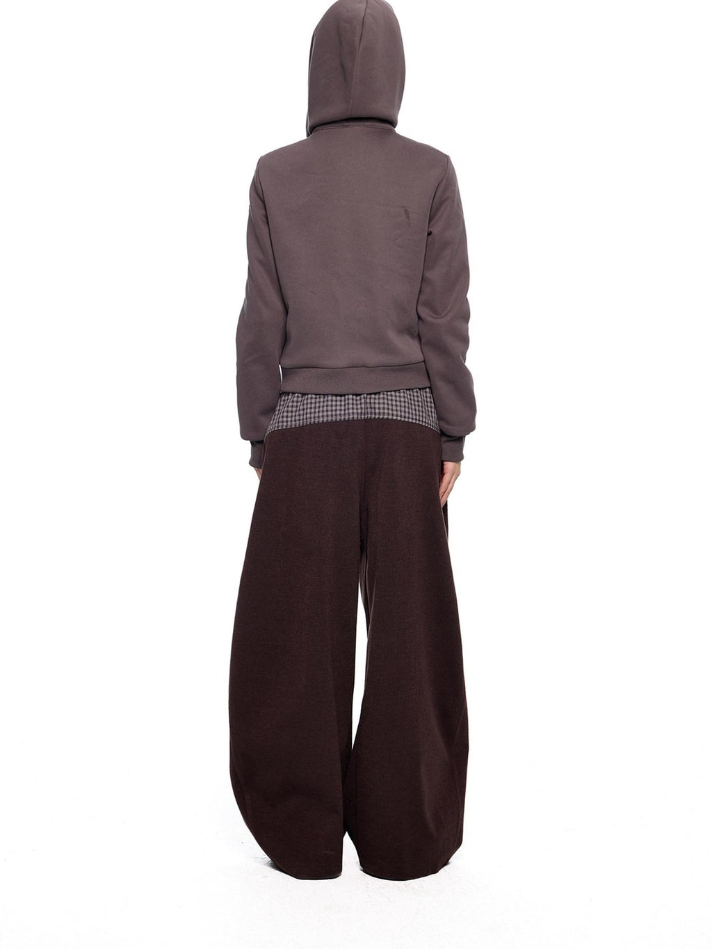 EZEK Black Gray Striped Deconstructed Patchwork Zip Women's Cotton Blend Hoodies