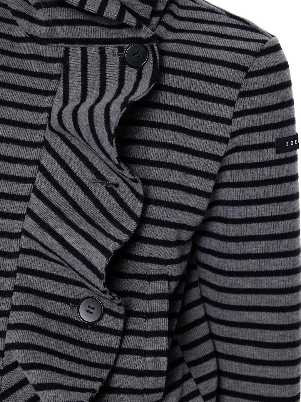 EZEK Black Gray Striped Deconstructed Patchwork Zip Women's Cotton Blend Hoodies