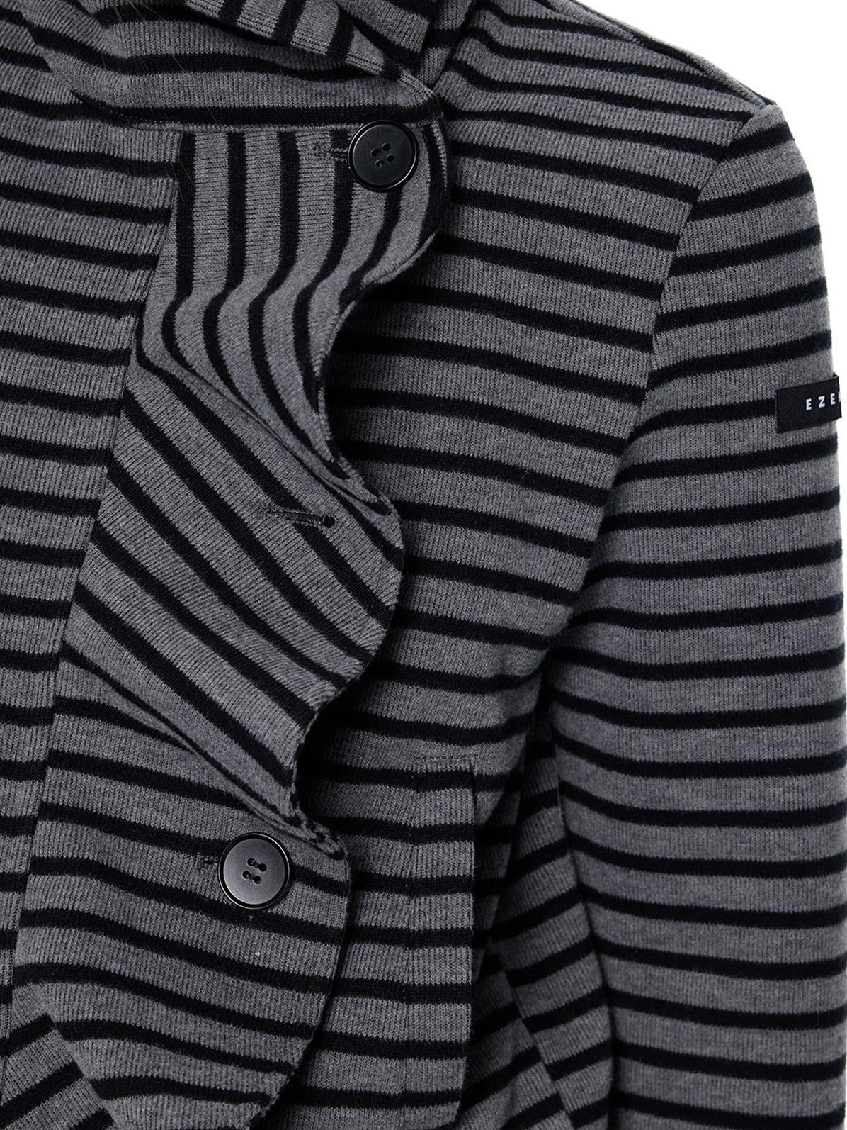 EZEK Black Gray Striped Deconstructed Patchwork Zip Women's Cotton Blend Hoodies