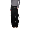 EZEK_Black_Retro_Faux_Two_Piece_Pocket_Button_Drapey_Women's_Cotton_Wide-leg_Pants_998805671325_MISSTT