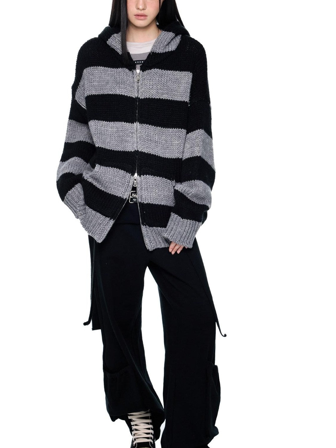 EZEK Black Retro Faux Two Piece Pocket Button Drapey Women's Cotton Wide-leg Pants