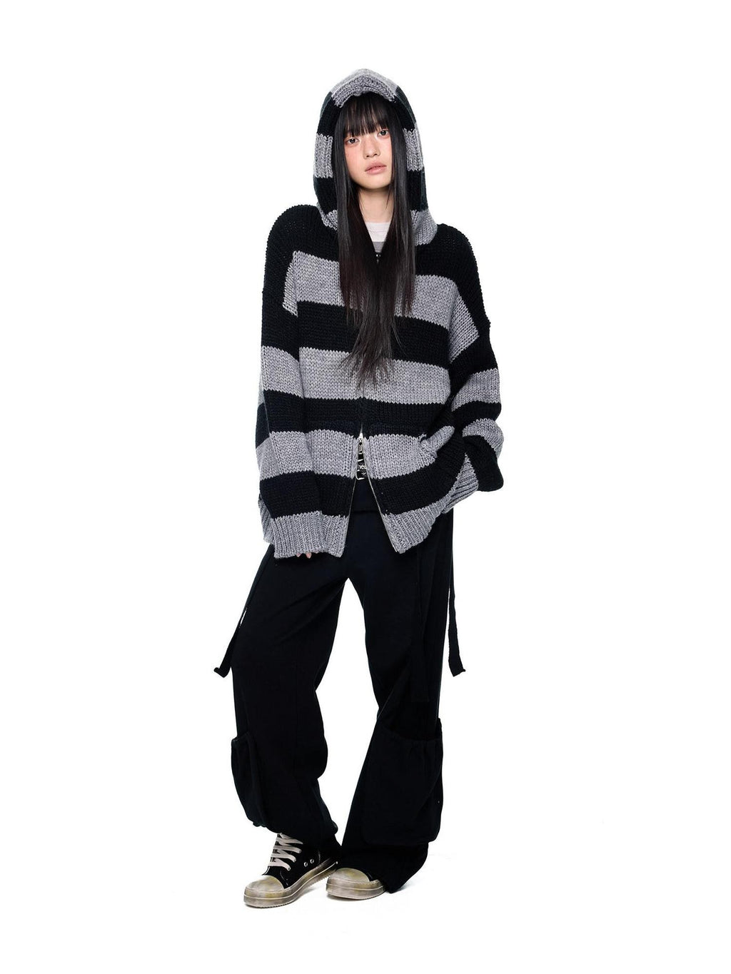 EZEK Black Retro Faux Two Piece Pocket Button Drapey Women's Cotton Wide-leg Pants
