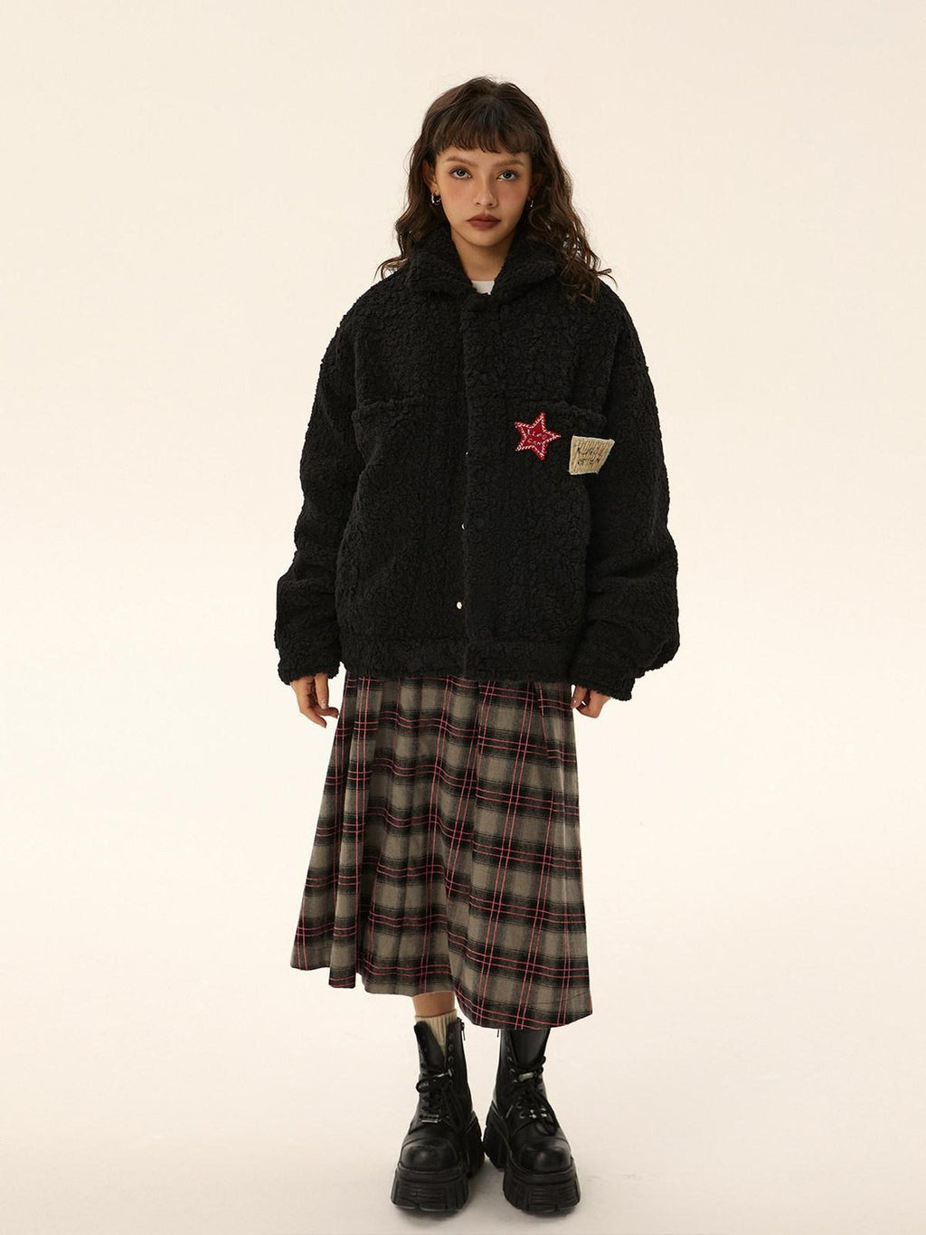 EZEK Black Vintage Zipper Cropped Padded Sherpa Women's Fleece Jackets
