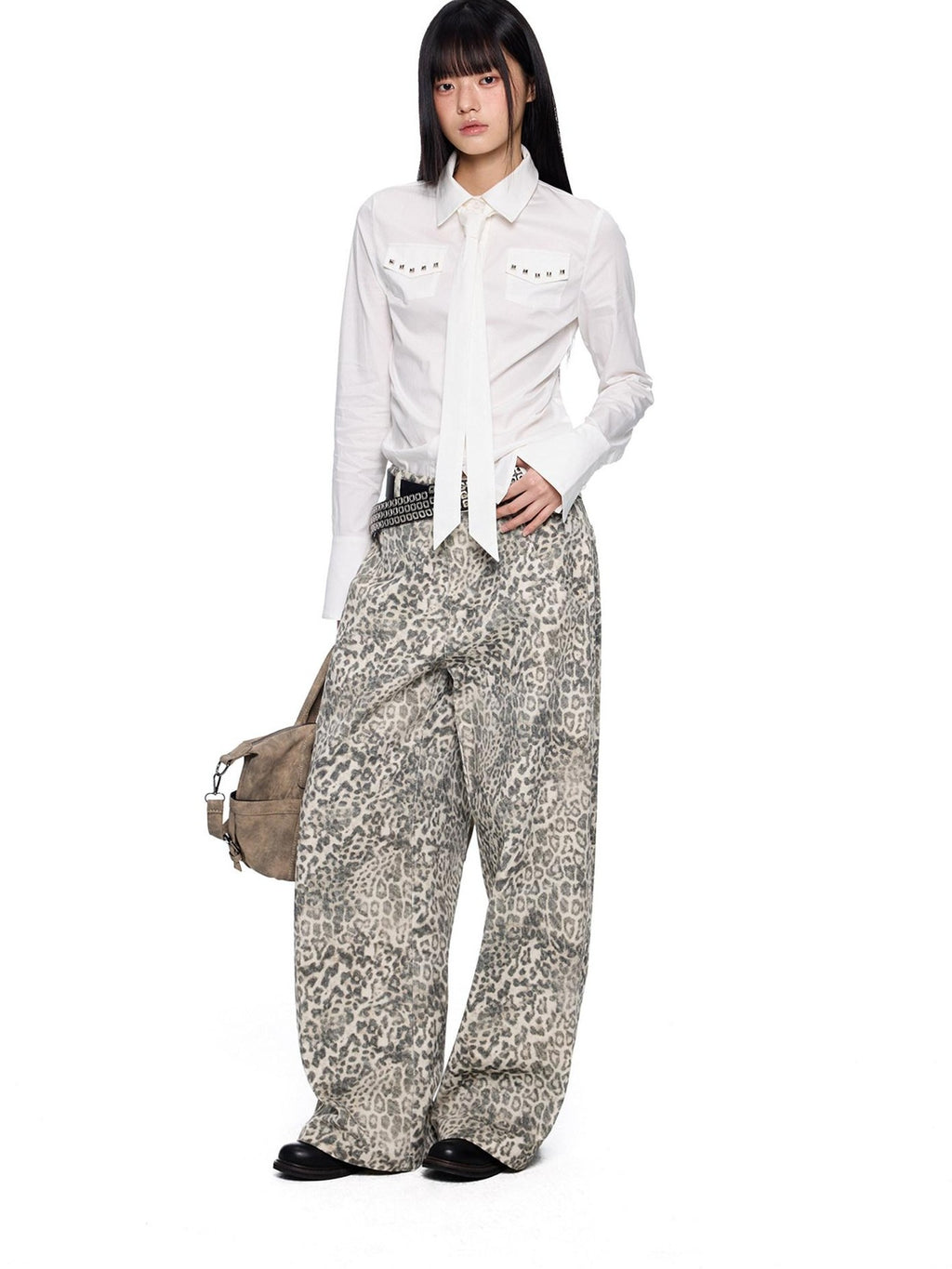 EZEK Black White Checked Retro Lapel Tie Long Sleeve Women's Cotton Blend Bow Blouses