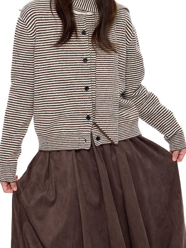 EZEK Black White Polka Dot Knit Stand Collar Women's Polar Fleece Button-up Cardigans