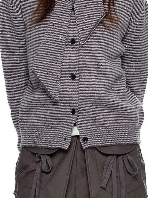 EZEK Black White Polka Dot Knit Stand Collar Women's Polar Fleece Button-up Cardigans