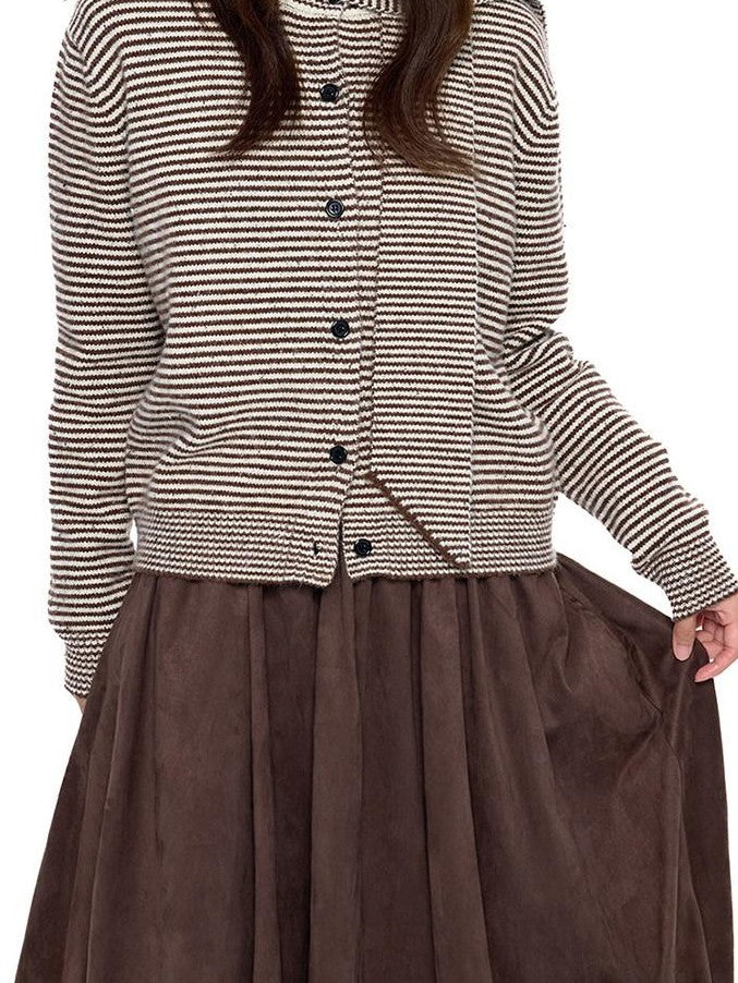 EZEK Black White Polka Dot Knit Stand Collar Women's Polar Fleece Button-up Cardigans
