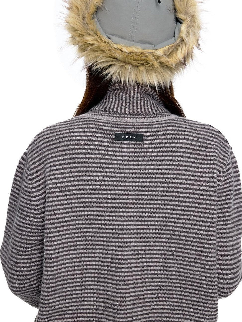 EZEK Black White Polka Dot Knit Stand Collar Women's Polar Fleece Button-up Cardigans