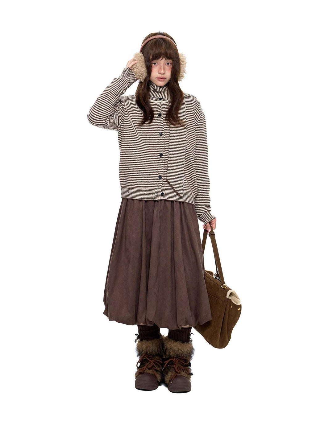 EZEK Black White Polka Dot Knit Stand Collar Women's Polar Fleece Button-up Cardigans
