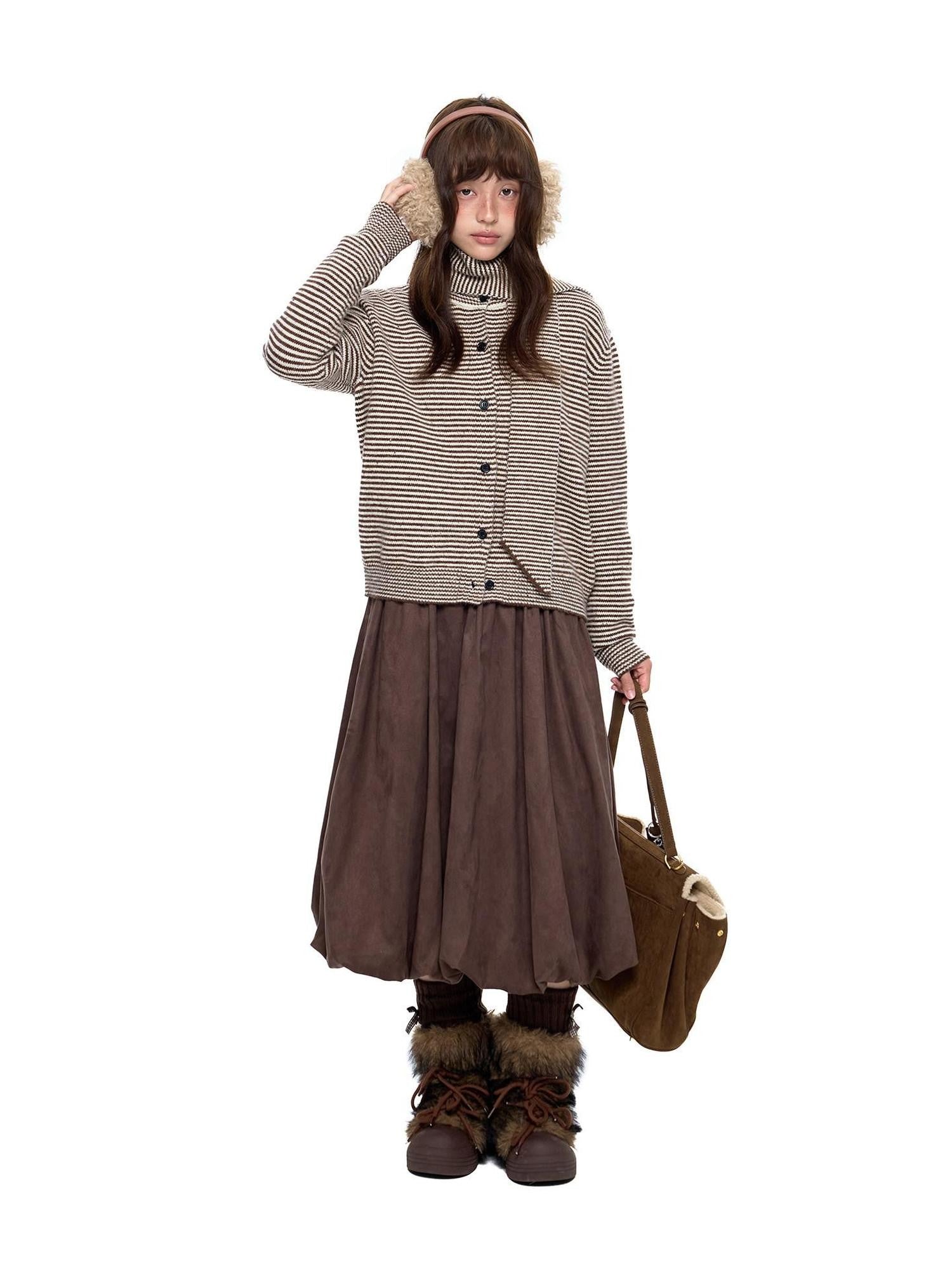 EZEK Black White Polka Dot Knit Stand Collar Women's Polar Fleece Button-up Cardigans