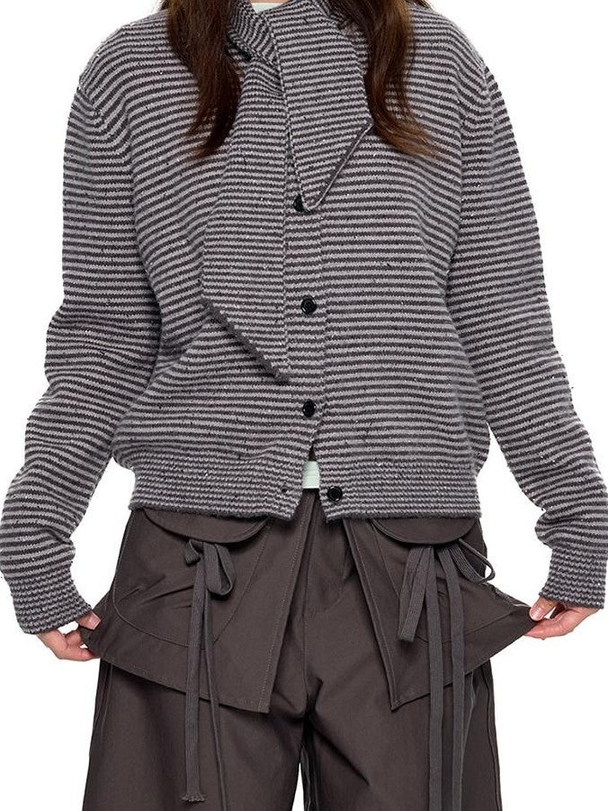 EZEK Black White Polka Dot Knit Stand Collar Women's Polar Fleece Button-up Cardigans