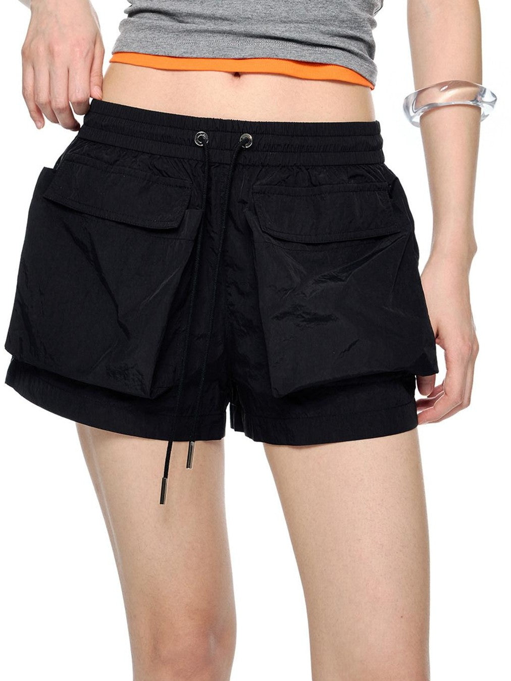 EZEK Breathable Quick Dry Low Rise Gathered Pocket Women's Polyester Athletic Shorts